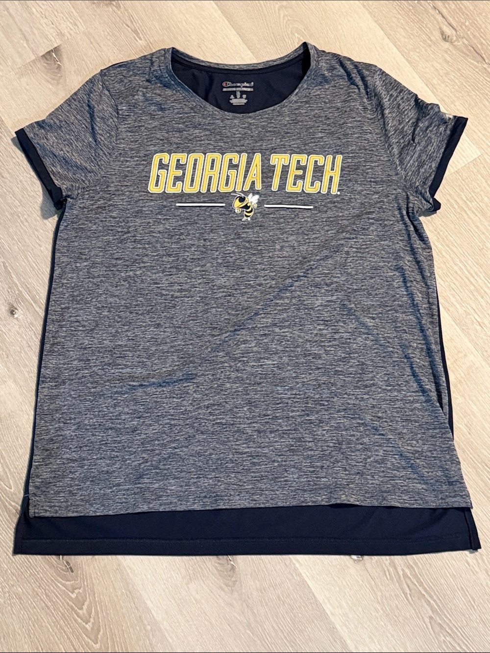 Champion Georgia Tech Heathered Navy T-Shirt with Yellow Logo